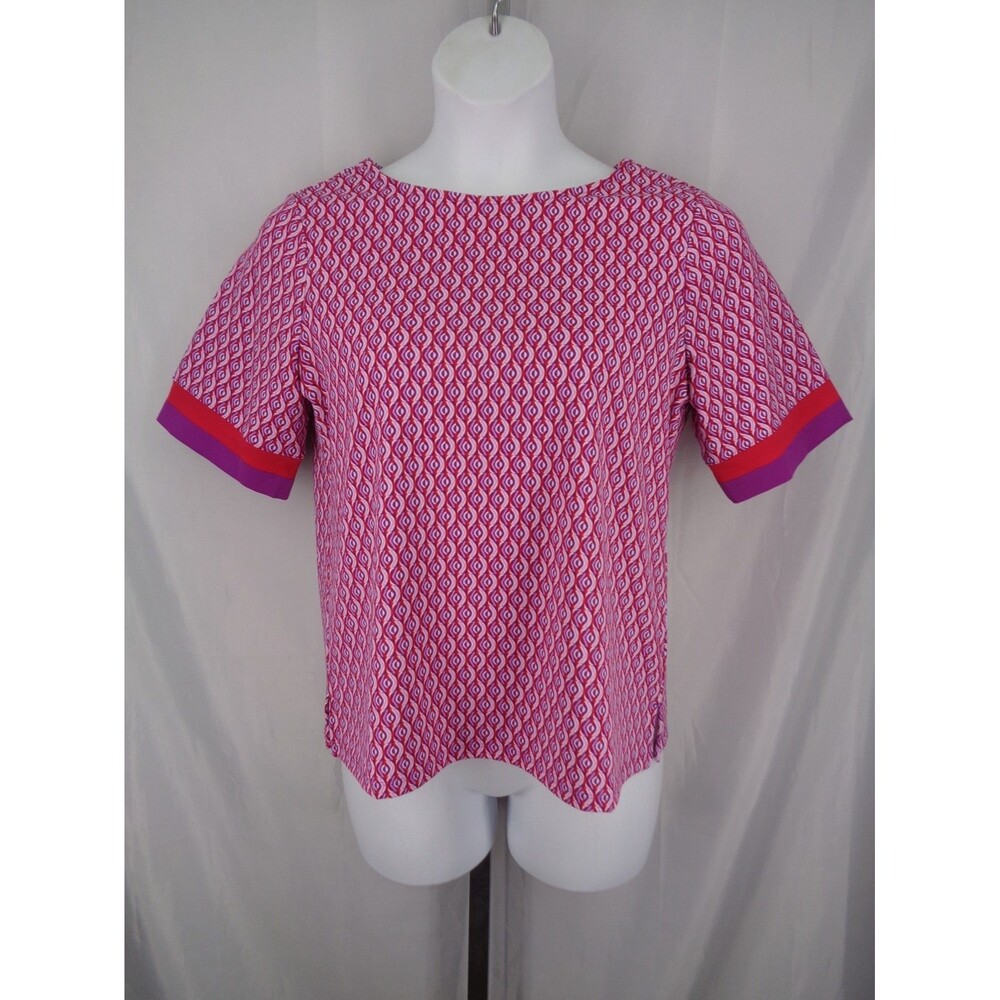 Chicos Red Purple Zip Back Top Blouse Size 1 (8) Medium